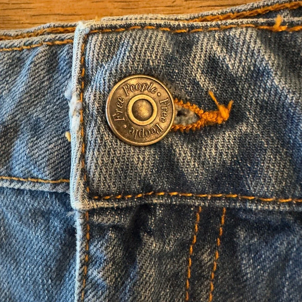 Free People Wild Rose Embroidered Studded Denim Jean Mini Skirt-Size 27-*Read*‎